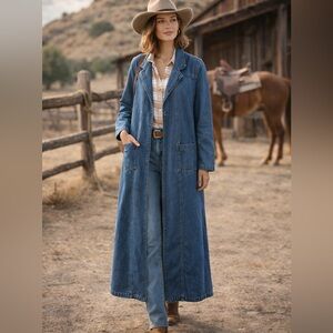 Vintage long denim jacket